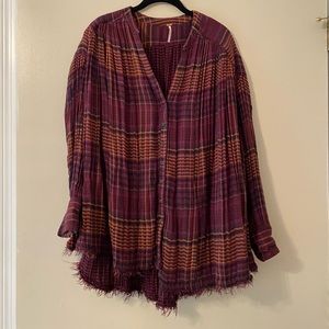 Free People plaid button up